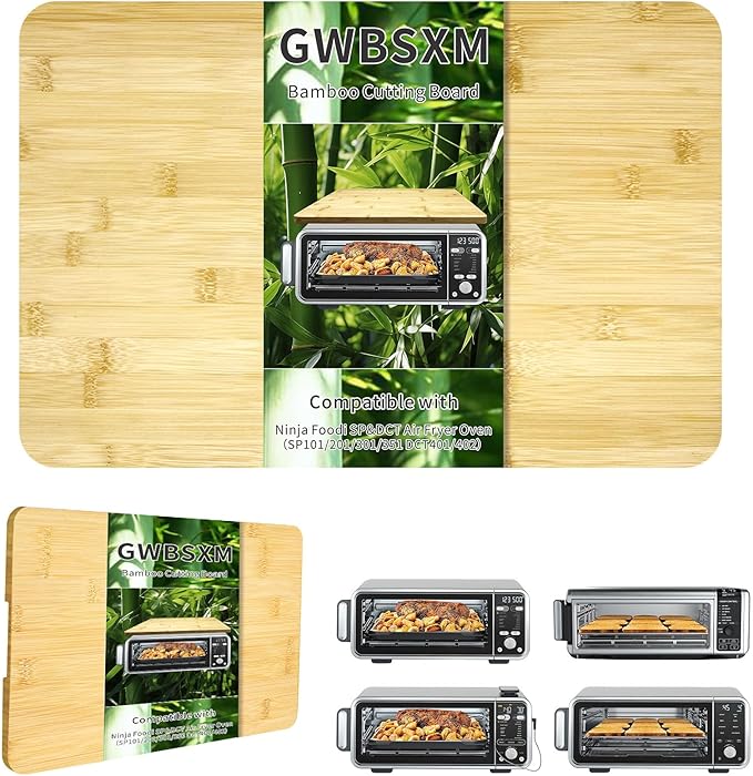 Bamboo Cutting Board for Ninja Foodi DCT401 DCT402 SP101 SP201 SP301 SP351 Smart Oven Countertop Convection Oven, 17.8" × 12", Non-Slip Design, 100% Natural Organic Bamboo