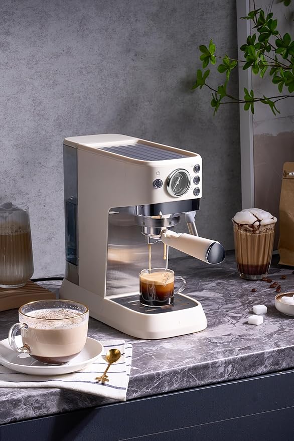 MOI 20 Bar Espresso Machine with Milk Frother Steam Wand - Compact Stainless Steel Espresso Coffee Maker - Expresso Machines for Home with 1.5L Removable Water Tank for Latte, Cappuccino, Espressos