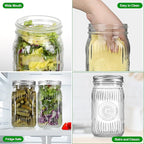 4 Pack 32 oz Wide Mouth Mason Jars with Airtight Lids - Glass Canning Jars for Food Preservation, Storage, Pickling, Crafts & DIY Projects, Durable Quart Glass Jars Dishwasher Safe