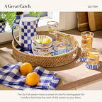 MACKENZIE-CHILDS Tumbler Glasses, Elegant Drinkware, Glasses with Gold Rim, 8 Ounces, Set of 2, Go Fish