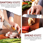 8 PC Chef Knives - High Carbon Stainless Steel Knives With Pakkawood Handles - Magnetic Strip Holder Included - Japanese Knife Set - Home & Professional Chef's Knife Set