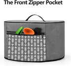 YARWO Slow Cooker Dust Cover Compatible for Crock Pot and Hamilton Beach 6-8 qt Slow Cooker, Dust Free Cover with Zipper Pocket and Wipe Clean Liner, Gray with Arrow