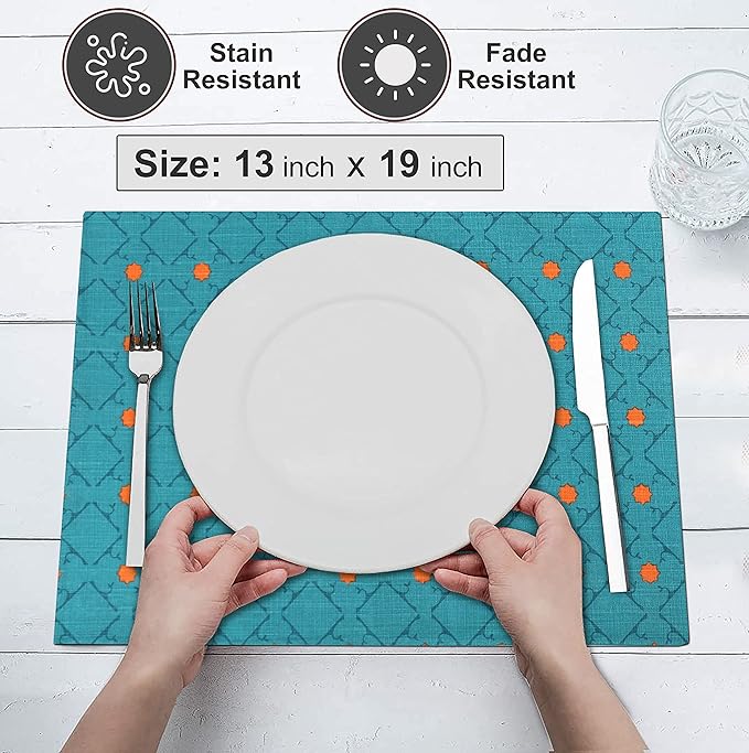 Ruvanti Placemats 100% Cotton 13x19 Inch, Dining Table Placemats Set of 6, Modern Place Mats for Dining Table Decor, Kitchen & Table Linens, Coffee Mat for Christmas Dinners - Combo