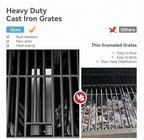 2 in 1 Propane Griddle Grill Combo, 6-Burner Propane Gas BBQ Combo Grill with Porcelain-Enameled Cast Iron Grates & Plate, 42,000 BTU with Side Stove for Outdoor Cooking Camping Patio Backyard