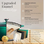 Nuovva Enamelled Cast Iron Dutch Oven Pot with Lid – 6.4 Quart Non Stick Casserole Pot – Heavy Duty & Oven Safe up to 500° F for Bread Baking, Braising, Stews, Roasting – 28cm Dark Green