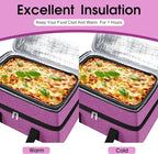 Double Insulated Casserole Carrier, Portable Casserole Carrier for Hot or Cold Food Lunch Tote Warmer or Cooler Bag, Lasagna Lunch Bag for Potluck Parties- Fits 9" x 13" Baking Dish-Rose Purple