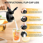 Glass Pitcher with Lid - 2Pack 2 Quart Wide Mouth Mason Jar Pitcher, 64OZ Double Leak-proof Water Pitcher, Breastmilk Pitcher with Pour Spout Lids for Water, Juice, Milk, Tea, Iced Coffee