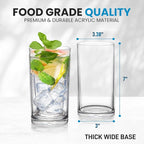 Zulay Kitchen Acrylic Plastic Glasses Drinkware - 6 Piece Unbreakable Plastic Tumblers - BPA-Free, Reusable Plastic Drinking Glasses for Home & Outdoors - Lead-Free & Dishwasher Safe - (24 oz)