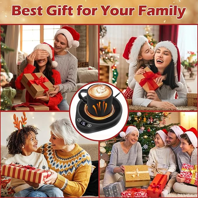 PUSEE Coffee Mug Warmer - Electric Large Candle Warmer Plate with 4H Auto Shut Off, 3-Temp Settings Cup Heater for Desk, Tea, Milk, Cocoa