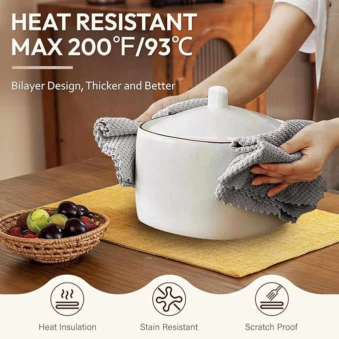 Blue Forest Placemats Set of 4, Dual-Layered Thickened Faux Linen Cloth Place Mats Heat Resistant Machine Washable Wrinkle Free Table Mats Indoor/Outdoor (Yellow)