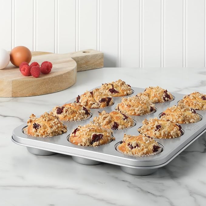 Martha Stewart Gallen 12 Cup Nonstick Carbon Steel Muffin/Cupcake Pan - Silver