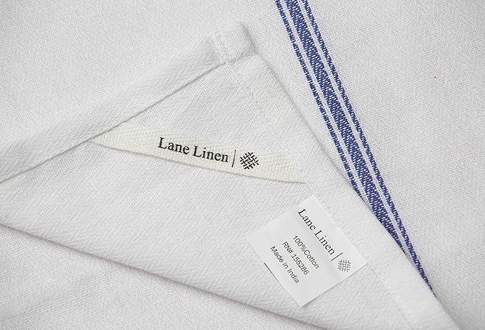 LANE LINEN Kitchen Towels Bulk Set - 100% Pure Cotton Dish Towels for Kitchen, Super Absorbent Kitchen Hand Towel, Blue Tea Towels, Soft & Durable Dish Cloths, Pack of 48 – 15”x25”, Blue Stripe