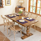 Blue Forest Placemats Set of 6, Dual-Layered Thickened Faux Linen Cloth Place Mats Heat Resistant Machine Washable Wrinkle Free Table Mats Indoor/Outdoor (Purple)