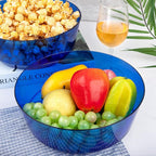 Hioasis 8 Pack Plastic Serving Bowls 128oz Clear Blue Plastic Bowls Heavy Duty Disposable Serving Bowls for Party Snack & Salad & Candy & Bar Buffet & Pool Party