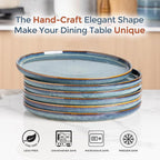 AmorArc Dinner Plates Set of 6, 10.5 Inch Reactive Glaze Ceramic Plates Set, Microwave, Dishwasher Safe, Scratch Resistant, Modern Large Dinnerware Dishes Set Kitchen Stoneware Plates