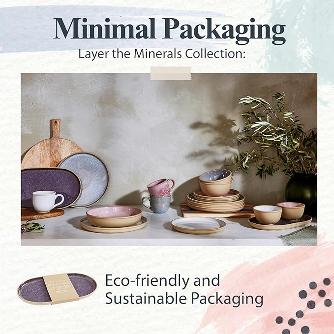 Portmeirion Minerals Oval Dish (12"x 6.4") - Stoneware Tableware with Unique Amethyst Glaze - Contemporary Dining & Essential Scandinavian Entertaining, Durable Ceramic Server for Meals & Gatherings