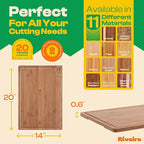 Riveira Brown Bamboo Wood Cutting Board – Gourmet Bamboo Grandeur: 20 x 14 Wooden Cutting Board – Wooden Cutting Boards For Kitchen Decorative – Innovative Juice Grooves Wooden Chopping Board