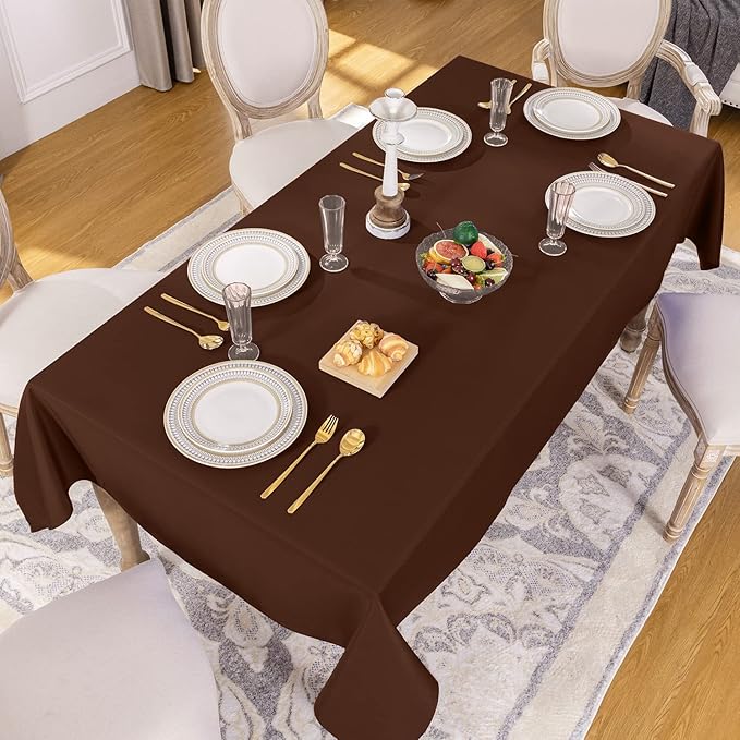 Softalker Rectangle Tablecloth, Waterproof & Stain Resistant Table Cloths Wrinkle Free Fabric Washable 210GSM Polyester Table Cover for Dining/Party/Outdoor - 60 x 84 inch,Chocolate