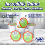 Quick & Clean [6-Pack] Keurig Cleaning Pods - K Cup Cleaner Pod For Keurig - 2.0 Coffee Machine Compatible, Removes Stains, Non-Toxic and Eco-Friendly