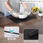 Myir JUN Placemats Dual Sided, Faux Leather Place Mats Set of 8 Indoor Placemats for Dining Table Non-Slip Washable Placemats Heat Resistant Outdoor Table Mats (Set of 8, Black)