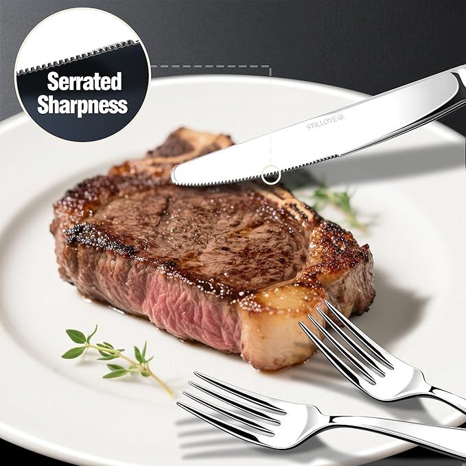 Silverware Set for 6, 30 Piece 18/10 Stainless Steel Flatware Utensils Cutlery Set, Mirror Polished knives Forks and Spoons Silverware Sets,Dishwasher Safe for Dinner Home Kitchen,Wedding Party