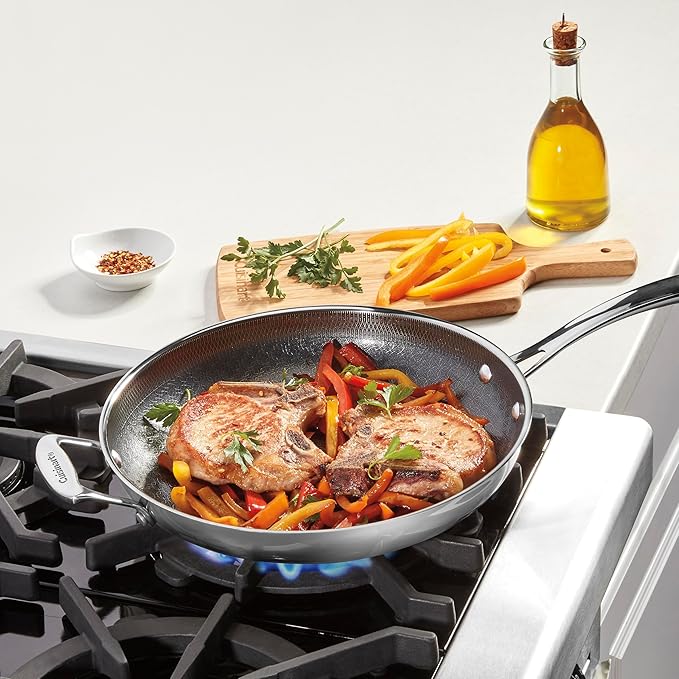 Cuisinart FusionPlus Nonstick Stainless Steel Cookware, 12-Inch Skillet with Helper Handle, PFAS-Free PURELYSEAR Ceramic Technology, Scratch Proof, Cool Grip Handles, Dishwasher Safe, FPS22-30H