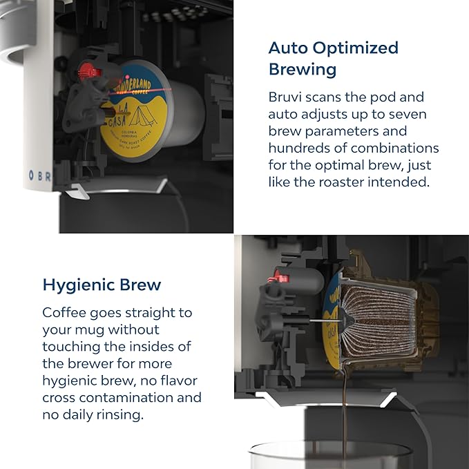 BRUVI The Bundle | Single-Serve Coffee System | Includes 20 Coffee and Espresso B-Pods Coffee Brewer