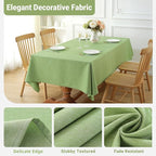 Laolitou Table Cloth Rectangle Linen Waterproof Textured Sage Green Tablecloth, Washable Wrinkle Free Spill Proof Fabric Tablecloths for Dining Table Farmhouse Kitchen Holiday, 60x120 Inch