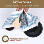 Native Fab Cotton Kitchen Towels - 16x26 inches - Set of 4 - Basket Weave Stripe Dish Towels for Cleaning, Drying Dishes, Absorbent Dish Cloths Set with Hanging Loop - Turquiose Blue