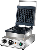 Commercial Waffle Maker, 1600W rectangle Waffle Iron, Non-Stick Belgian Waffle Baker Machine With Temp Range and Time Control, Teflon-Coated Baking Pan Stainless Steel Body