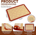 P&P CHEF 15 Inch Silicone Baking Mats, 2 Pcs Reusable Silicone Oven Mat, Non Stick Baking Supplies for Macaroon Pastry Bread Dough Cookie, Fits Well with Sheet Pan, Healthy & Easy Clean