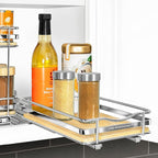 LYNK PROFESSIONAL® Élite™ Pull Out Spice Rack Organizer for Inside Kitchen Cabinets - 6-1/4 inch Wide - Slide Out Drawer – Wood/Chrome Sliding Spice Cabinet Organization Shelf Racks - 1 Tier