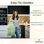 13 Gallon Compostable Trash Bags - Handle Tie | Extra Thick 1 mil|BPI & OK Home Certified ASTM D6400 Standards | Food Scraps, Kitchen Trash, Home & Yard Waste Bags | 30 Count compost bags