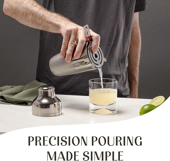 Mixology & Craft Bartender Kit – 15-Piece Cocktail Shaker Set with Bar Tools, Premium Stainless Steel Drink Mixer Accessories for Home Bar, Includes Bamboo Stand, Plus Exclusive Recipe Cards (Silver)