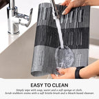 LEXMORE PVC Woven Placemats 12 PCS Wipeable Indoor/Outdoor Table Mats Washable Vinyl Place Mats for Dining Table, Set of 12-Silver Gray Black