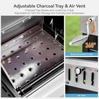 3 Burner Propane Gas and Charcoal Grill Combo with Side Burner & Porcelain-Enameled Cast Iron Grates, 37,000 BTUs 685 SQIN Dual Fuel Outdoor BBQ Grill for Patio Garden Picnic Backyard Barbecue Cooking