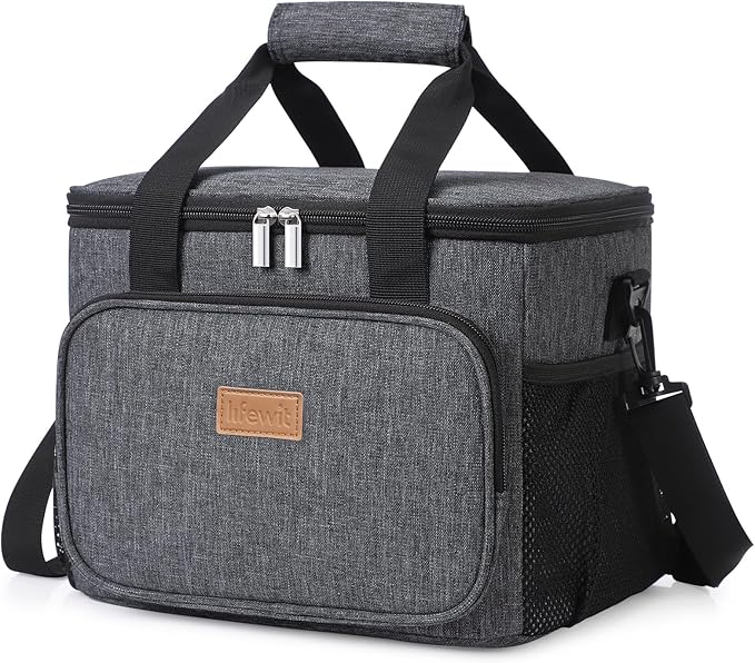 Lifewit Large Lunch Bag Insulated Lunch Box Soft Cooler Cooling Tote for Adult Men Women, Dark Gray 24-Can (15L)