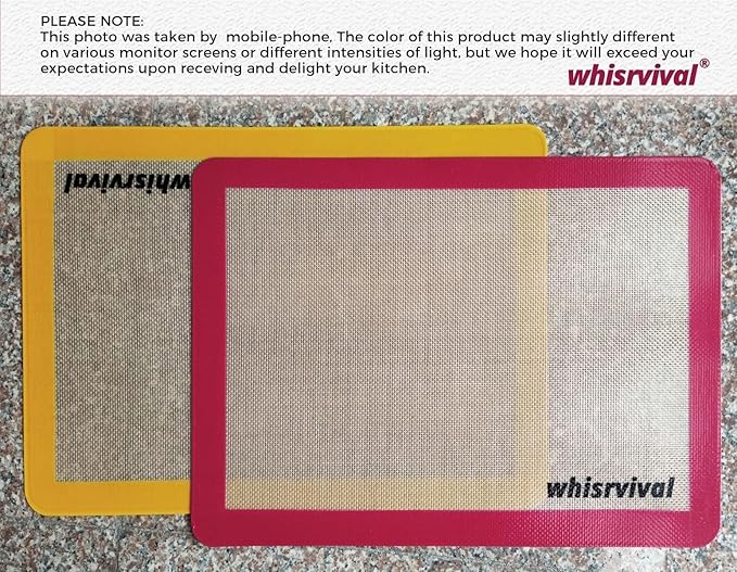 Silicone Baking Mat, 2 colors Half Sheet(16.5"x11.6") Non-Stick Baking Mat, Food Safe Silicone Mats for Baking Cookies, Macarons, Vegetables, 480℉ Heat Resistant (Deep Raspberry & Amber)