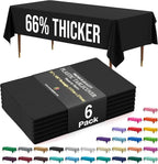 Party Solids 66% Thicker Premium Plastic Table Cloth Rectangle Table Cover 0.5 Mil 6 Pack Black Table Cloth 54 Inch x 108 Inch Disposable Tablecloth Won't Tear Easily Like Cheap Thin Brands