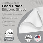 Exactly Rubber - White Silicone Sheet, 60A Durometer Silicone Mat, Food-Grade Rubber Mat with -80 to 450°F Temperature Resistance, 400% Elongation, Silicone Placemat Made in The USA, 1/32 x 12” x 18”