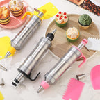 3 Sets Dessert Decorating Syringe Set, Cupcake Frosting Filling Injector with 6 Icing Nozzles 1 Nozzle Connector 3 Cream Scrapers Icing Tool, Cake Decorating Kit, Main Stainless Steel Design