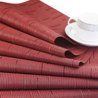 PIGCHCY Placemats,Washable Durable Vinyl Woven Table Mats,Elegant Heat Resistant Placemats for Dining Table Set of 4 (18 x 12 inches,Burgundy Red)