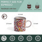Ceramic Espresso Cups, 5 Oz Espresso Cups Set of 4, Handmade Espresso Cup, 2.75 Inch Espresso Mugs, Multicolor Demitasse Cups, Microwave & Dishwasher Safe Espresso Mugs, Coffe Mug (IZNIK CARNATION)