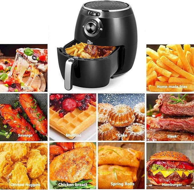 Air Fryer 5.8QT/5.5L, Uten 1700W AirFryer High-Power Electric Hot Temperature Control & Timer Knob, Non Stick Fry Basket, Dishwasher Safe, Apply to Party, Afternoon Tea, Black
