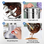 550g Electric Grain Mill Grinder, 304 Stainless Steel Flour Mill, 2000W High Speed Spice Grinder, Electric Grain Mill for Dry Wheat, Oats, Corn, Pepper and Coffee Beans