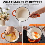 Onader 2 Quart Saucepan with Lid, Enameled Cast Iron Sauce Pan, Small Cooking Sauce Pot, Enamel Dutch Oven Pot Nonstick – Sunset Orange