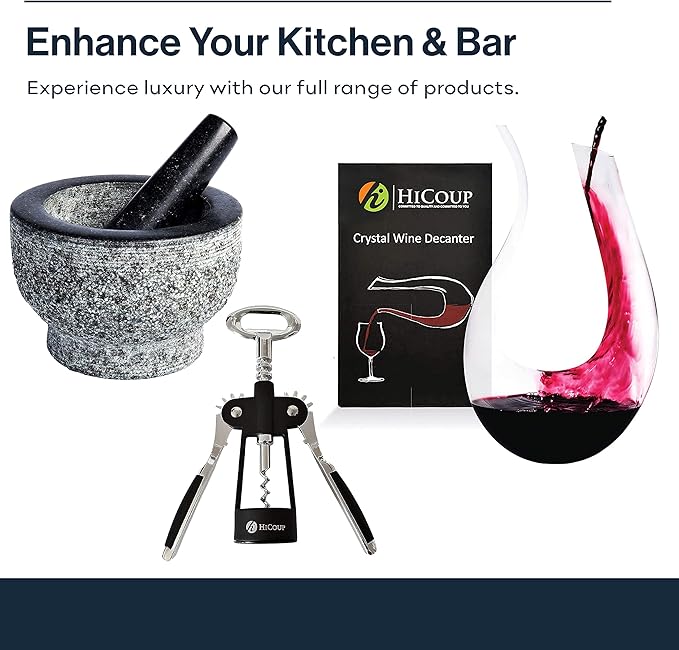 Hicoup Wine Opener - Professional Corkscrews for Wine Bottles w/Foil Cutter and Cap Remover - Manual Wine Key for Servers, Waiters, Bartenders and Home Use - Jade