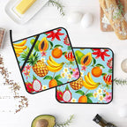 Hawaiian Tropical Fruits Pot Holders Set of 2 Heat Resistant & Non Slip Potholders, Flowers Oven Hot Pads for Kitchen Cooking Baking Barbecue