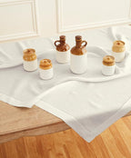 Solino Home Ivory Linen Tablecloth 52 x 52 Inch - 100% Pure Linen Square Table Throw - Classic Hemstitch, Machine Washable Table Cloth for Summer, Fall, Autumn