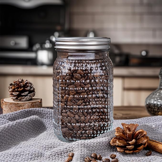 WELLIFE Mason Jars 32 oz, 6 Pack Quart Mason Jars Wide Mouth for Pickling,Canning, Decoration, Fermenting and Food Storage,Microwave & Dishwasher Safe